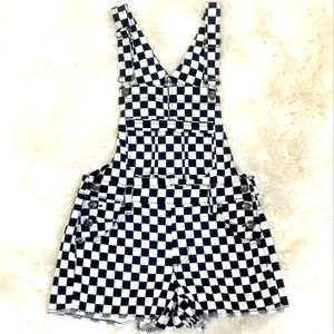 Checkered Overall Shorts